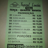 Tropical Lanches Carte