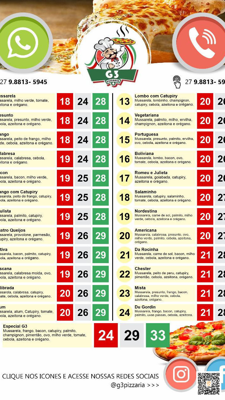 G3pizzaria Carta