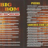 Lanchonete E Pizzaria Big Bom Cardápio