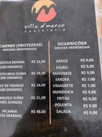 Cafe Da Villa menu