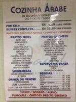 Jacob Cozinha Árabe menu