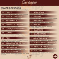 ChalÉ Pizzaria menu