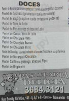 Pastelaria Delicia menu