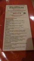 Florenze E Pizzaria menu