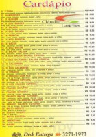 Cláudio Lanches menu