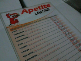 Apetite Lanches menu