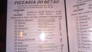 Pizzaria Do Betao menu