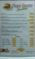 Chapa Quente Lanches menu