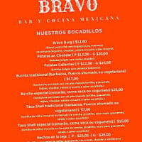Bravo Mex Lapa menu