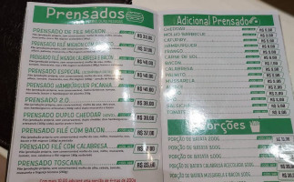 Prensados Lanches menu