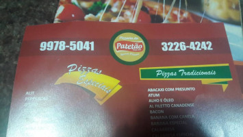 Pizzaria Do Patetao menu