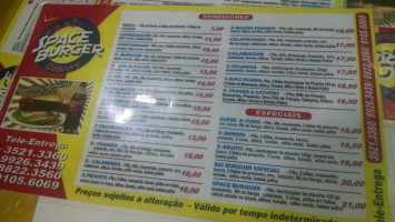 Space Burger E Açaí menu