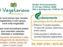 O Vegetariano menu