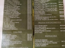 Vista Serrana menu