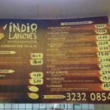 Indio Lanches Carte