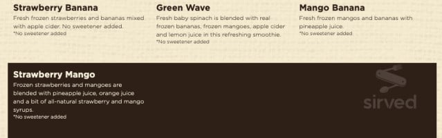 Sabor Da Terra menu