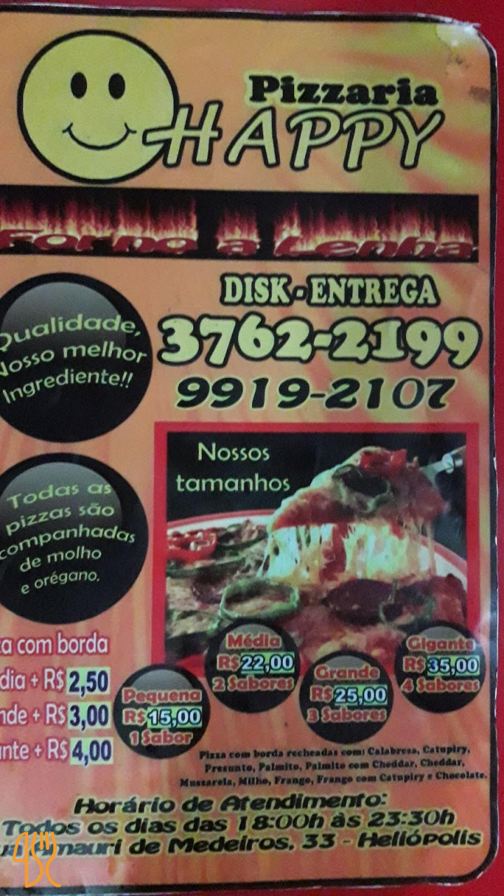 Pizzaria Happy Carte