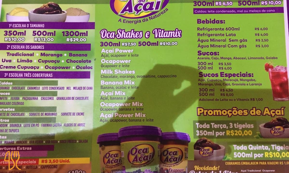 Oca Do Açaí Speisekarte